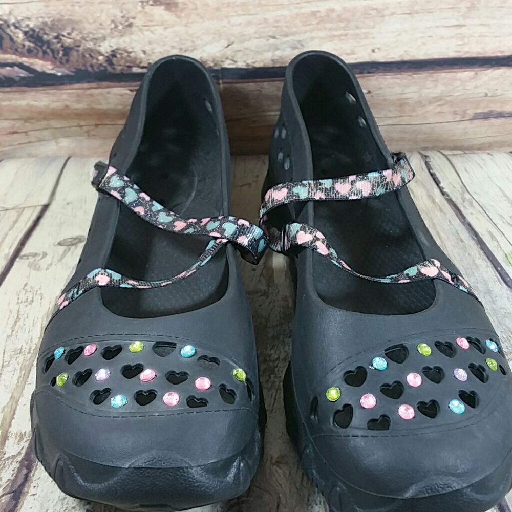 Black Skechers Rhinestone Slip on Shoe SZ 6